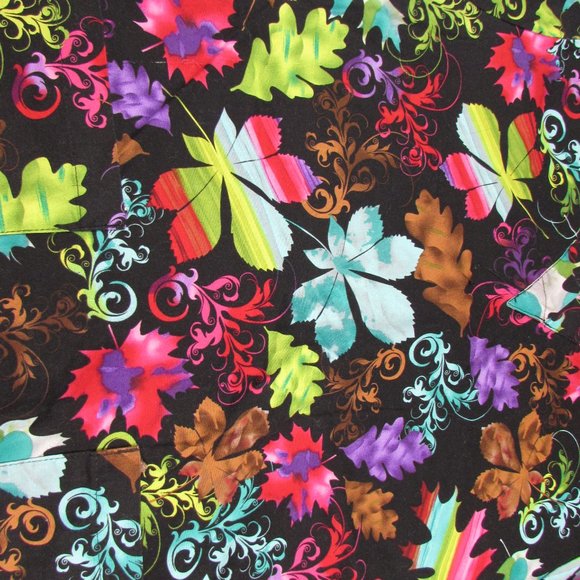 Tafford Bright Leaves Vibrant Small Scrub Top - Picture 3 of 5